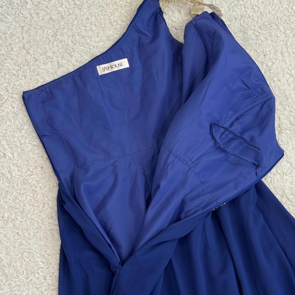 JJ’s House Women’s One-Shoulder Royal Blue Evening Dress Gold Sequins - size S/M - Picture 5 of 7